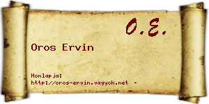 Oros Ervin névjegykártya
